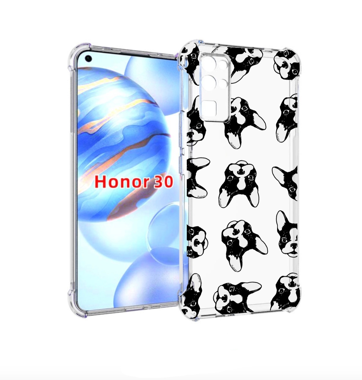 

Чехол бампер MyPads черно белые собачки для Honor 30 (BMH-AN10), Прозрачный, Tocco