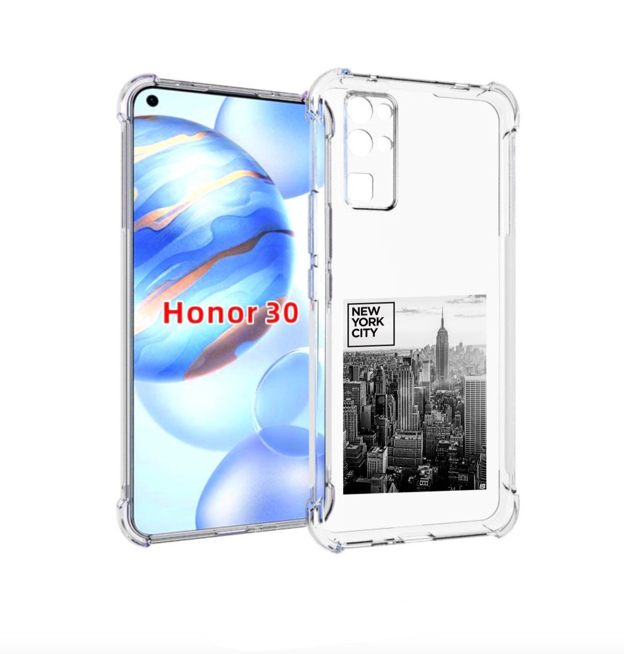 

Чехол бампер MyPads черно белый Нью-Йорк для Honor 30 (BMH-AN10), Прозрачный, Tocco