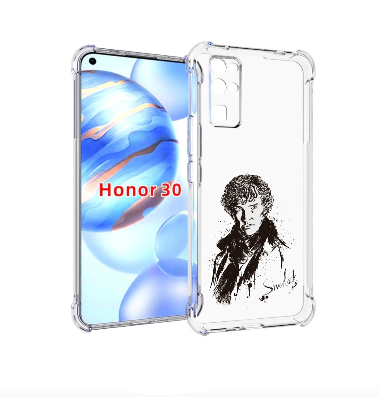 

Чехол бампер MyPads шерлок холмс портрет для Honor 30 (BMH-AN10), Прозрачный, Tocco