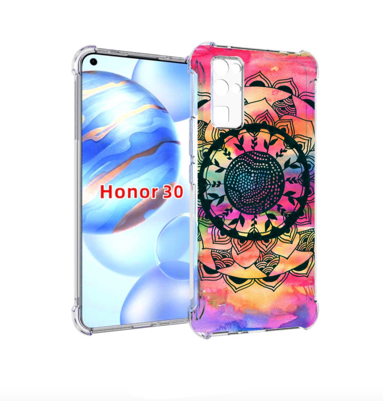 

Чехол бампер MyPads яркая абстракция круглый цветок для Honor 30, Прозрачный, Tocco