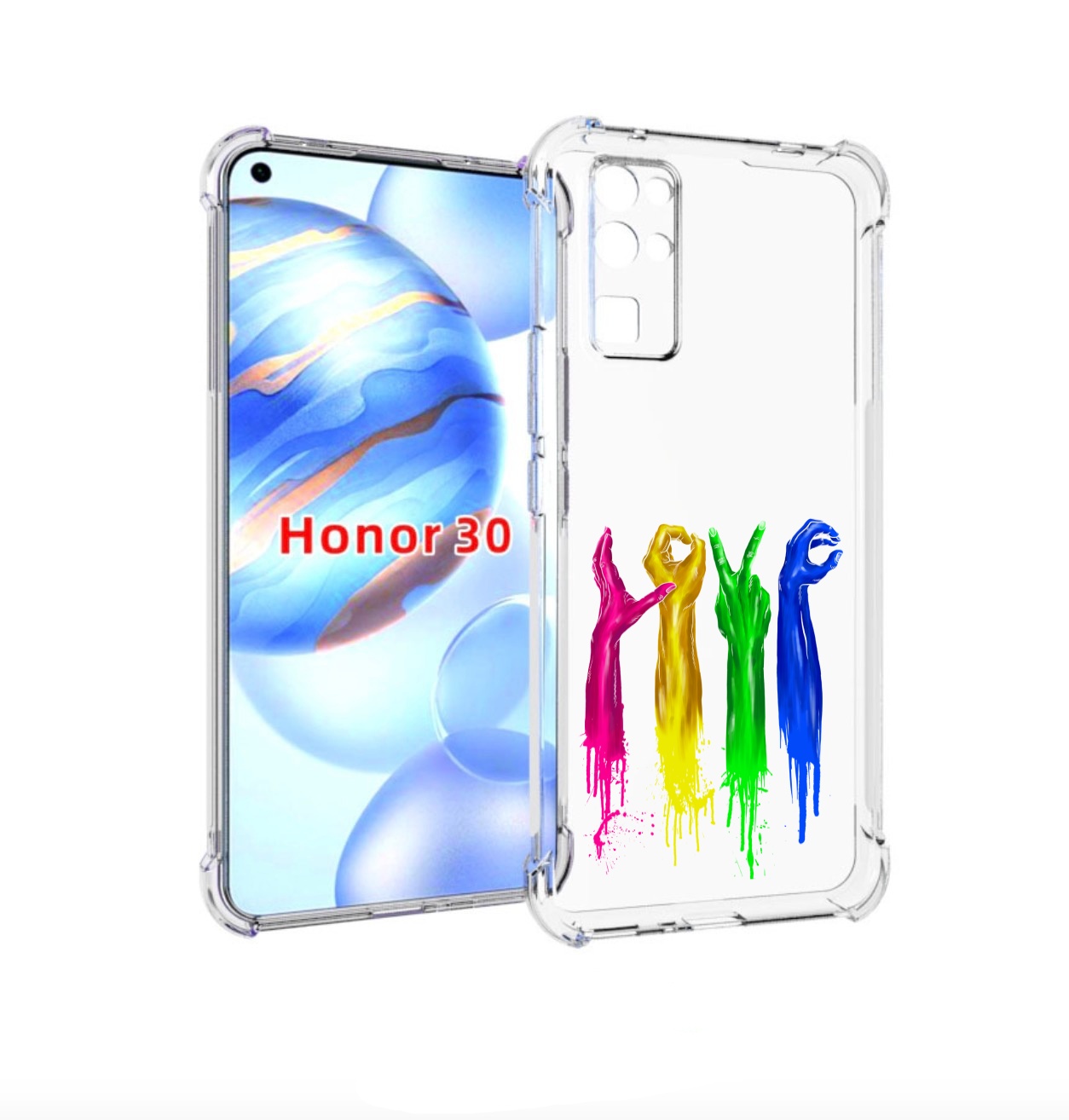 

Чехол бампер MyPads яркие руки love для Honor 30 (BMH-AN10) прот, Прозрачный, Tocco