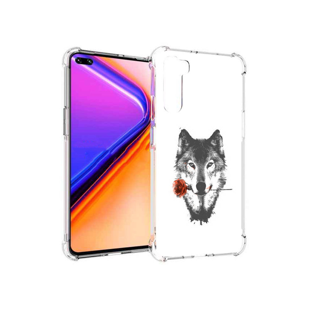 

Чехол MyPads Tocco для OnePlus Nord волк с розой (PT227045.136.270), Прозрачный, Tocco
