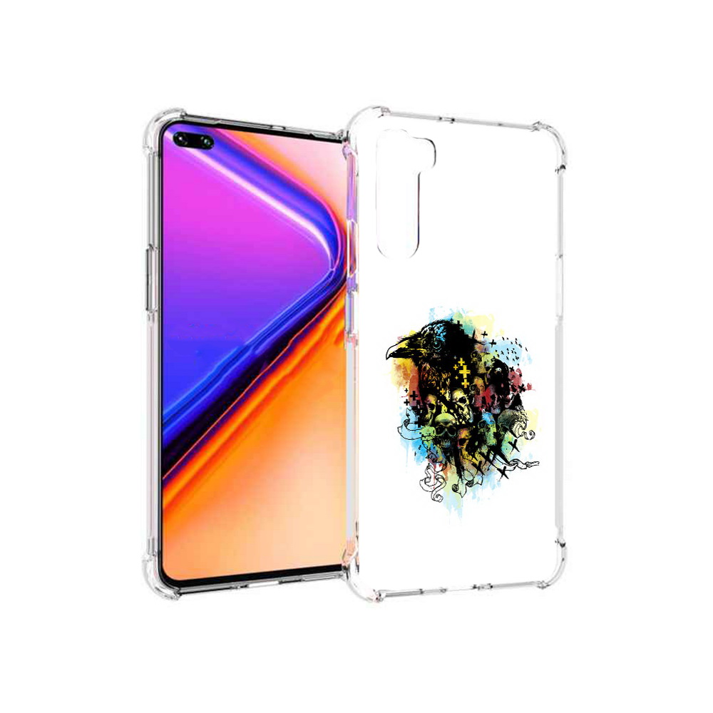 

Чехол MyPads Tocco для OnePlus Nord ворон и черепа (PT227045.136.273), Прозрачный, Tocco