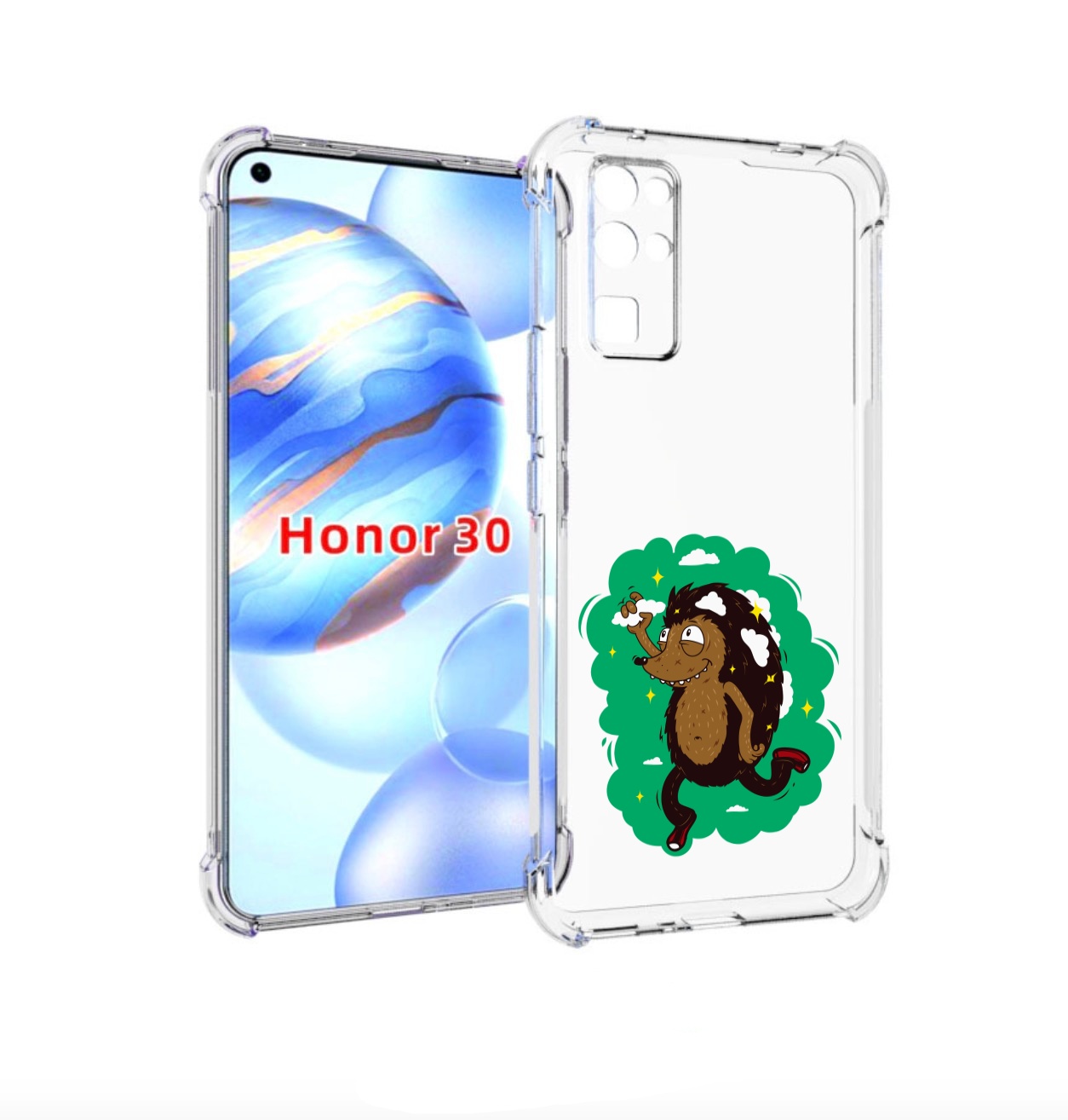 

Чехол бампер MyPads Ежик в облаках для Honor 30 (BMH-AN10) проти, Прозрачный, Tocco
