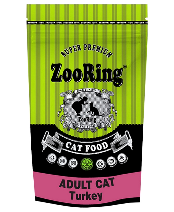 Сухой корм для кошек ZooRing Adult Cat Turkey с индейкой 350 г