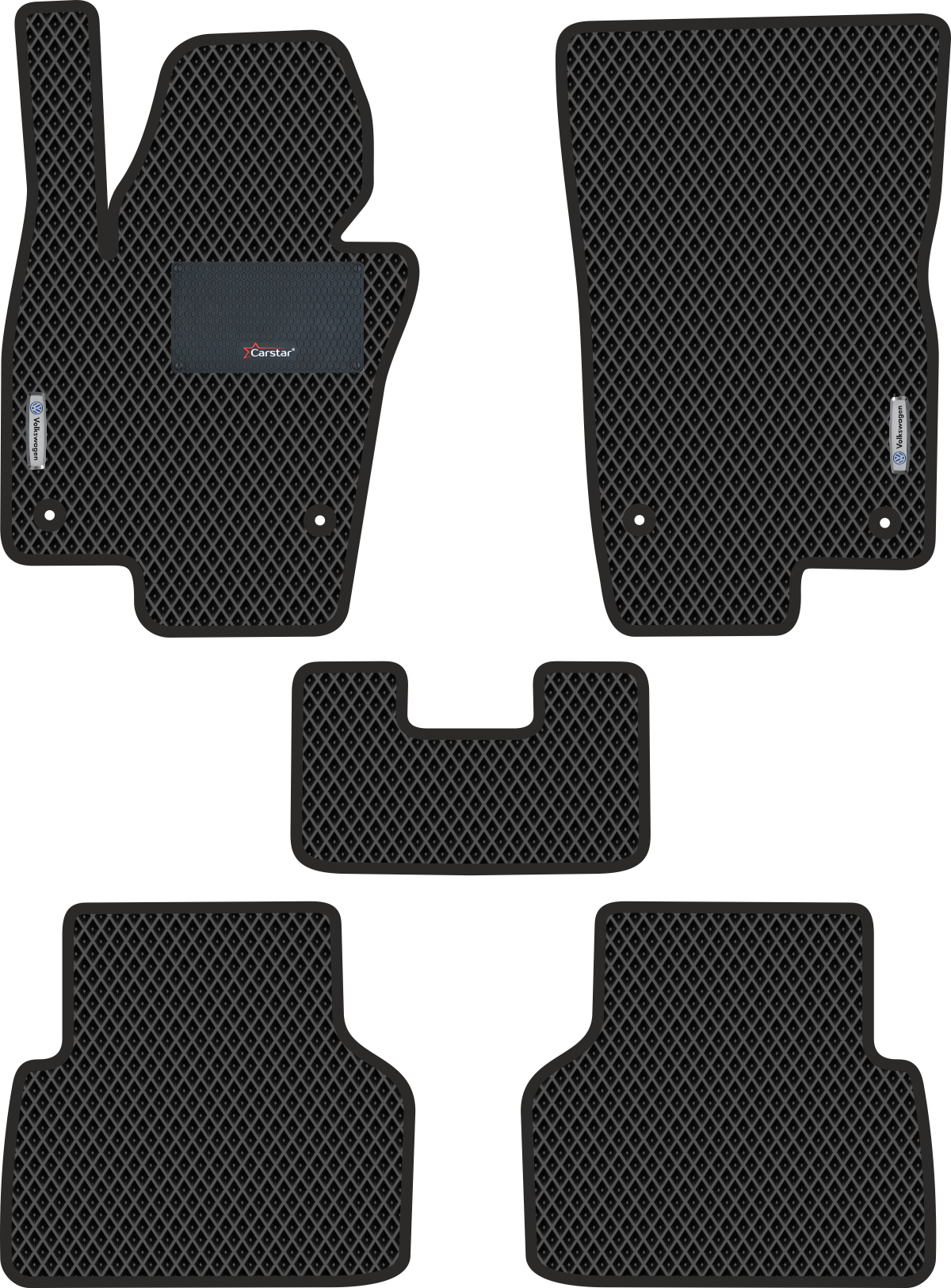 

Коврики Kupi-Kovrik EVA для Volkswagen Tiguan I (2007-2016), чёрный,подпятник,2 эмблемы