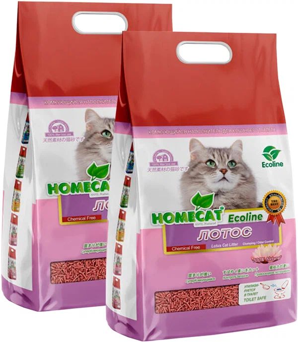 

Комкующийся наполнитель HOMECAT Ecoline соевый, лотос, 2 шт по 6 л