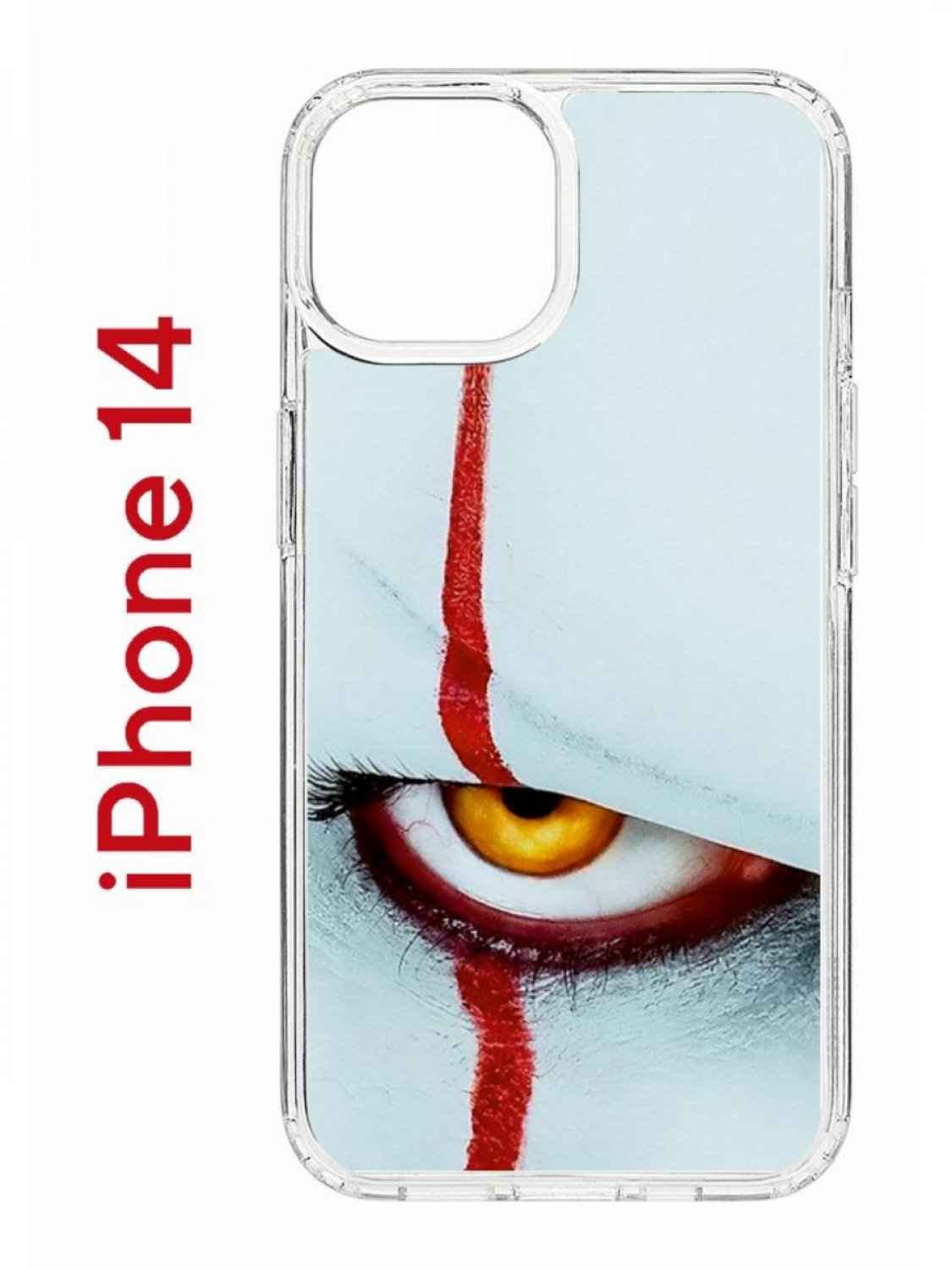 

Чехол на iPhone 14 с принтом Kruche Print Оно, бампер с защитой камеры, Прозрачный;голубой;красный;белый, Айфон 14