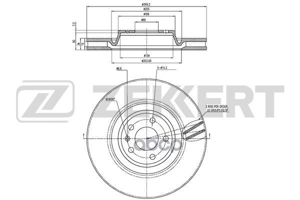 

ZEKKERT Диск торм. перед. Audi A4 V 16 A4 Allroad V 18- A5 16- A6 V 20- Q5 II 16- Q7