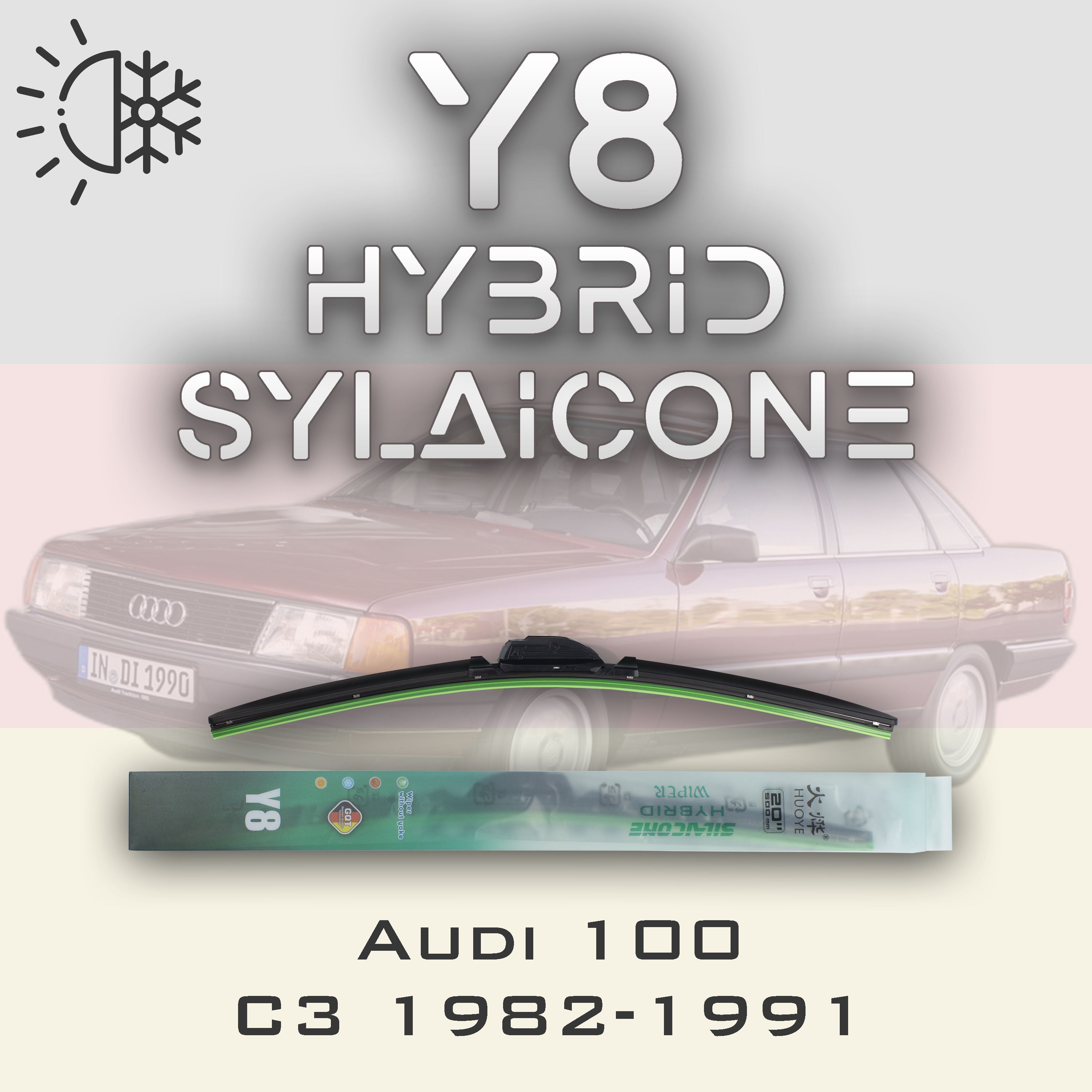 

Комплект щеток стеклоочистителя HUOYE Y8-Audi 100 C3 1982-1991, Y8
