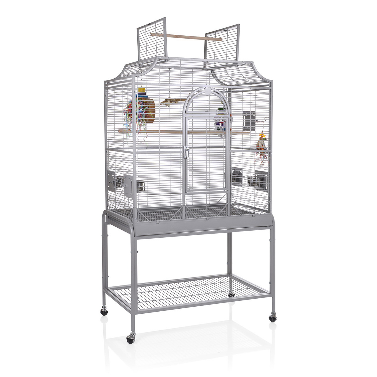 Клетка для малых птиц SkyRus Madeira III, светло-серая, металл, 96х58х167 см