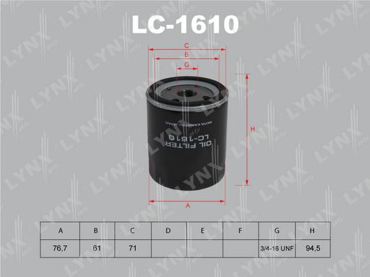 

Фильтр масляный двигателя LYNXAUTO lc1610