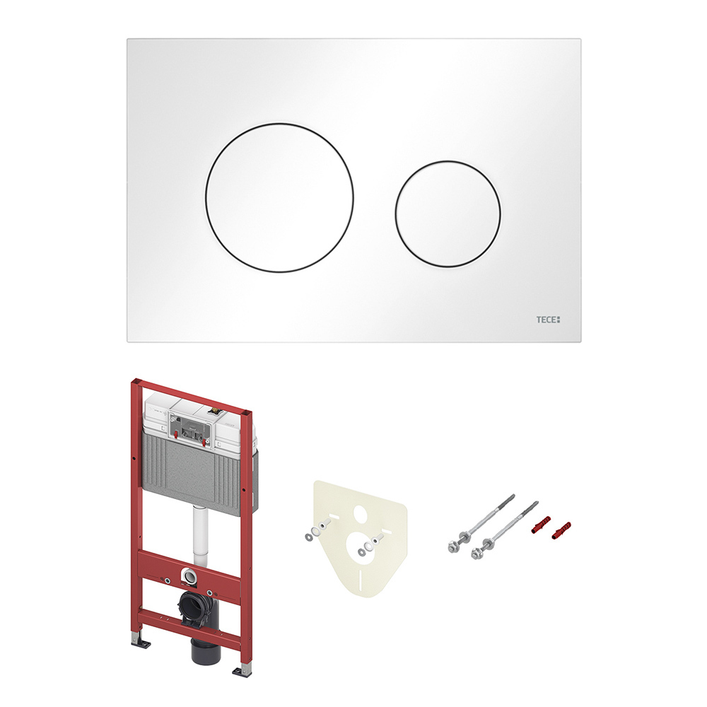 Комплект TECE base для установки подвесного унитаза с панелью смыва TECEloop белая