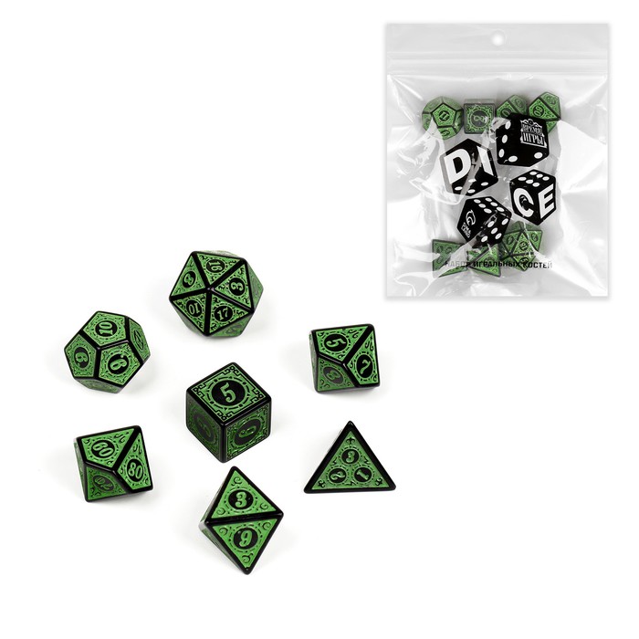 

Набор кубиков для D&D Время игры 9889055 серия D&D зеленые 7 шт, Зеленый;черный