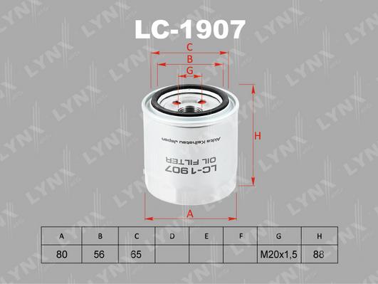 

Фильтр масляный двигателя LYNXAUTO lc1907