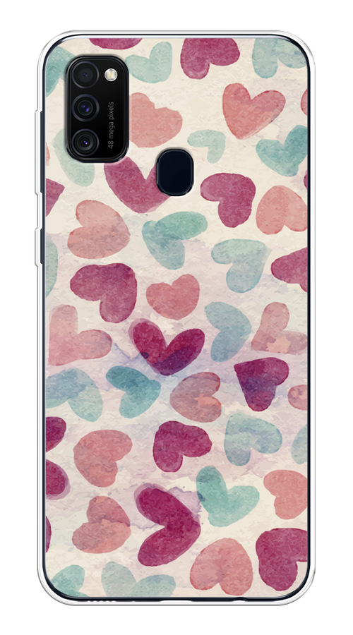 

Чехол на Samsung Galaxy M21/M30s "Фон из сердечек 4", Розовый;голубой, 29750-1