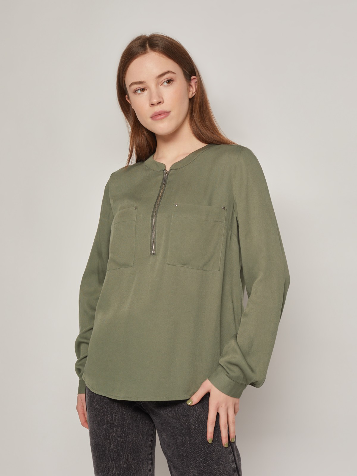 

Блуза женская Zolla 222111162363 хаки 2XL, 222111162363