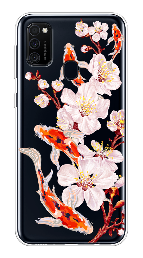 

Чехол на Samsung Galaxy M21/M30s "Карпы и сакура", Оранжевый;розовый;бежевый;прозрачный, 29750-1