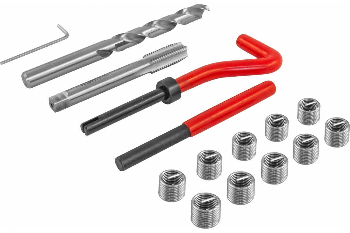 

THORVIK TRIS10125 Набор для восстановления резьбы 15 пр: M10 x 1,25 метчик, вороток устано