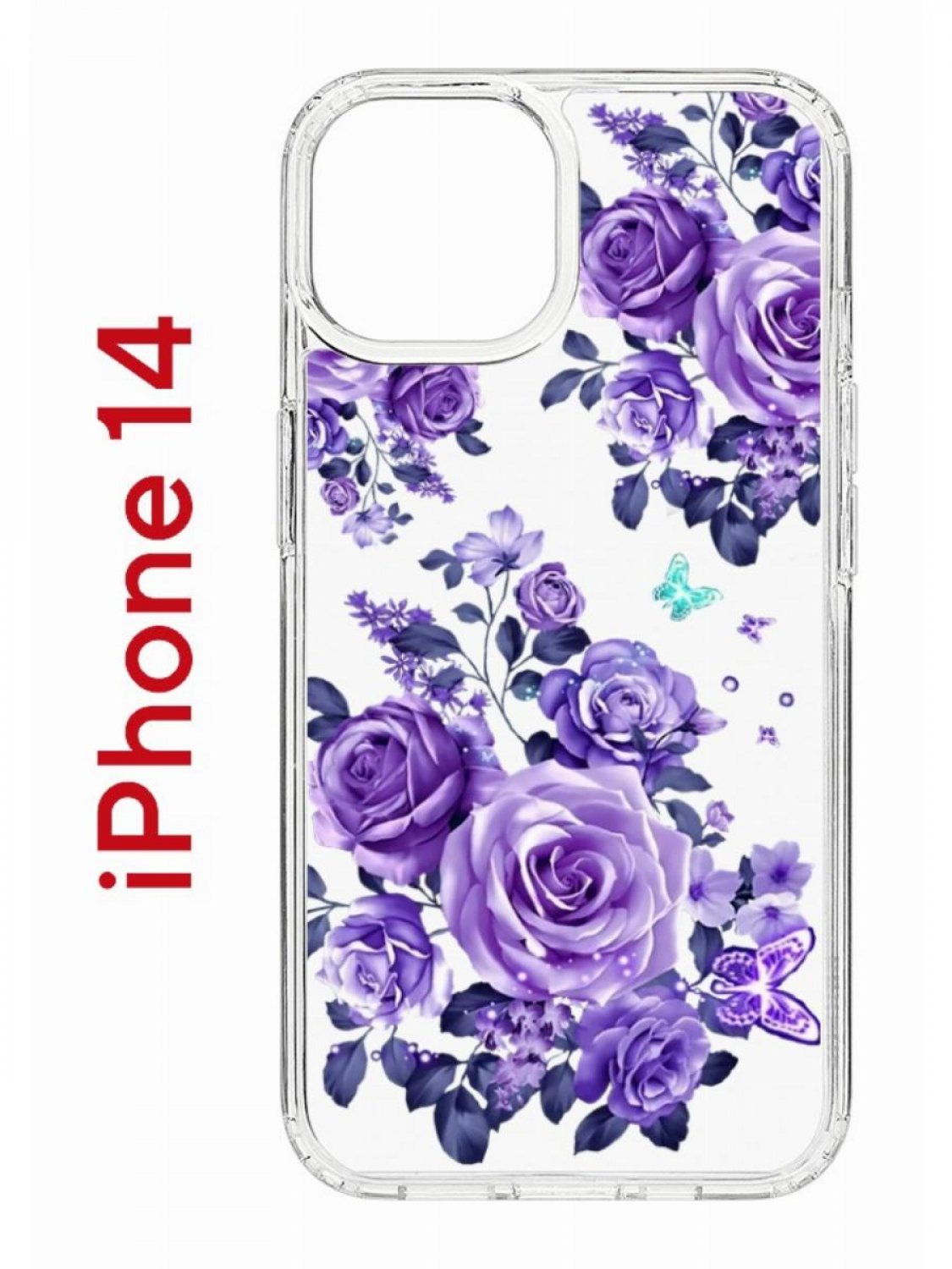 Чехол на iPhone 14 с принтом Kruche Print Roses, бампер с защитой камеры