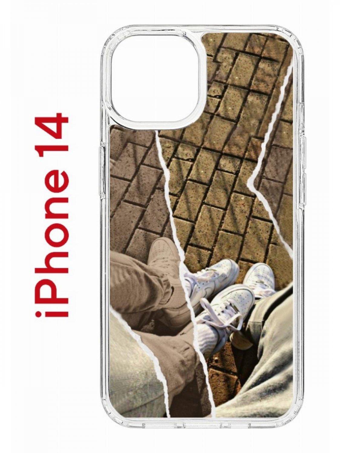 Чехол на iPhone 14 с принтом Kruche Print Пара белые кроссы, бампер с защитой камеры