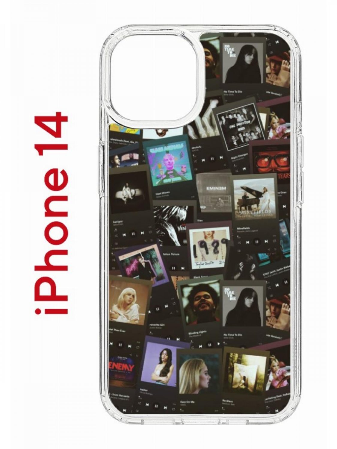 Чехол на iPhone 14 с принтом Kruche Print Плейлисты, бампер с защитой камеры