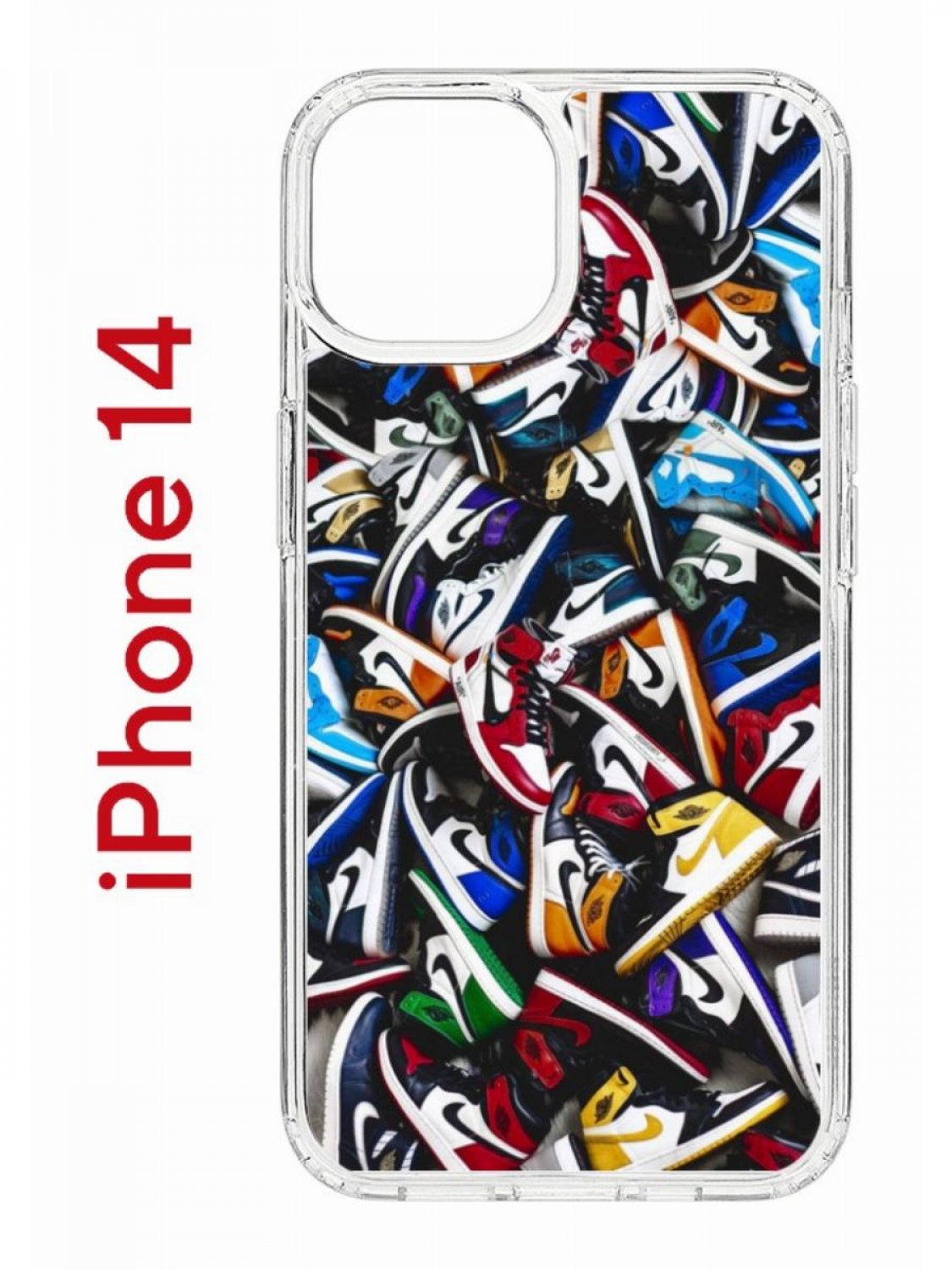 Чехол на iPhone 14 с принтом Kruche Print Кроссовки Nike Air, бампер с защитой камеры