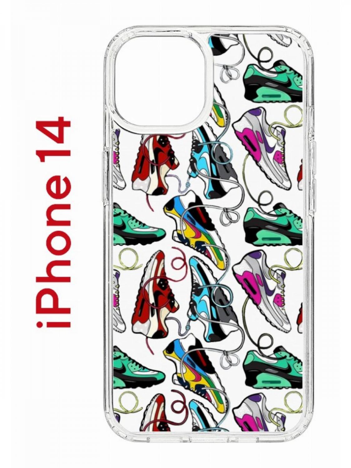 фото Чехол на iphone 14 с принтом kruche print кроссы nike air max, бампер с защитой камеры кruче