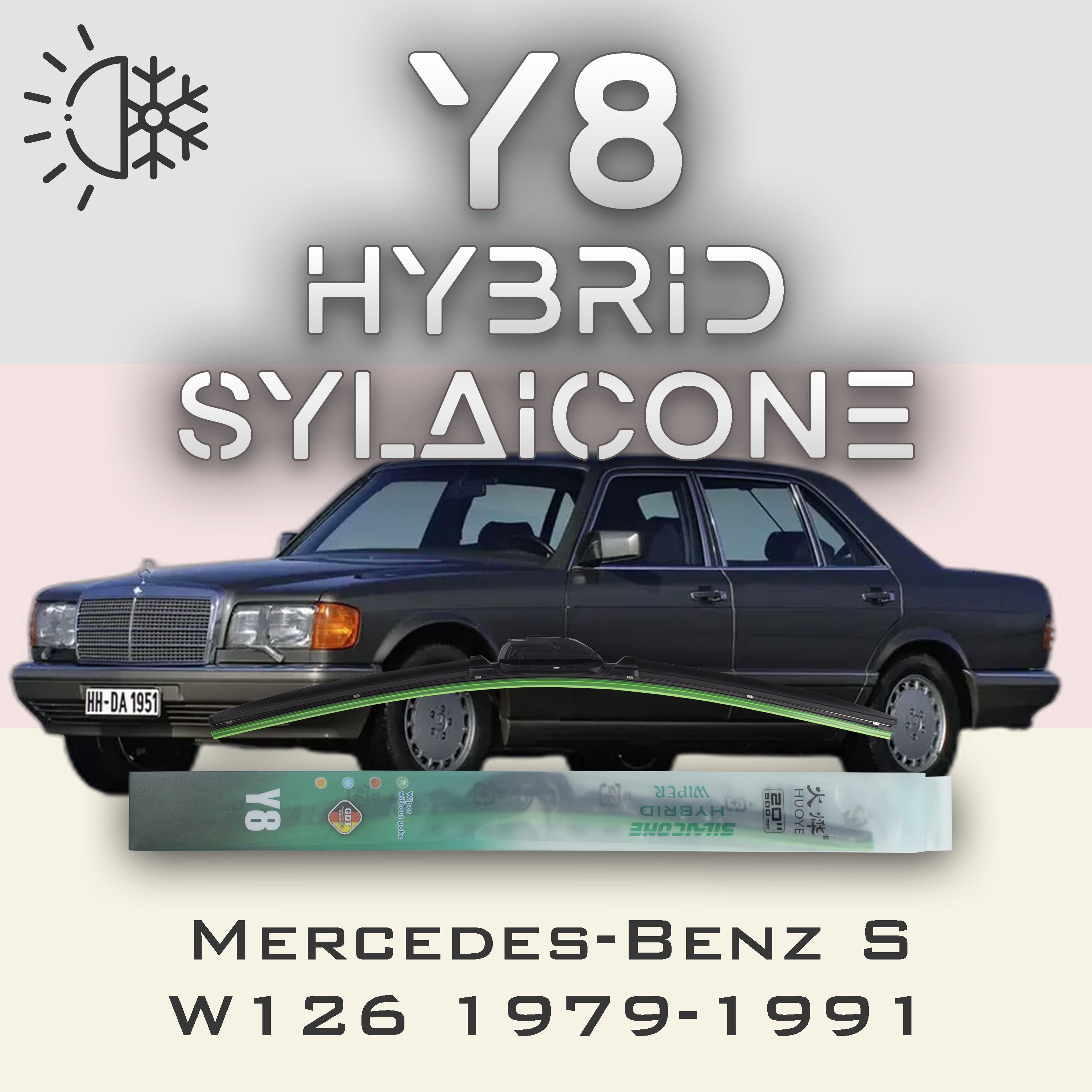 

Комплект щеток стеклоочистителя HUOYE Y8-Mercedes-Benz S-Class C126\W126 1979-1991, Y8