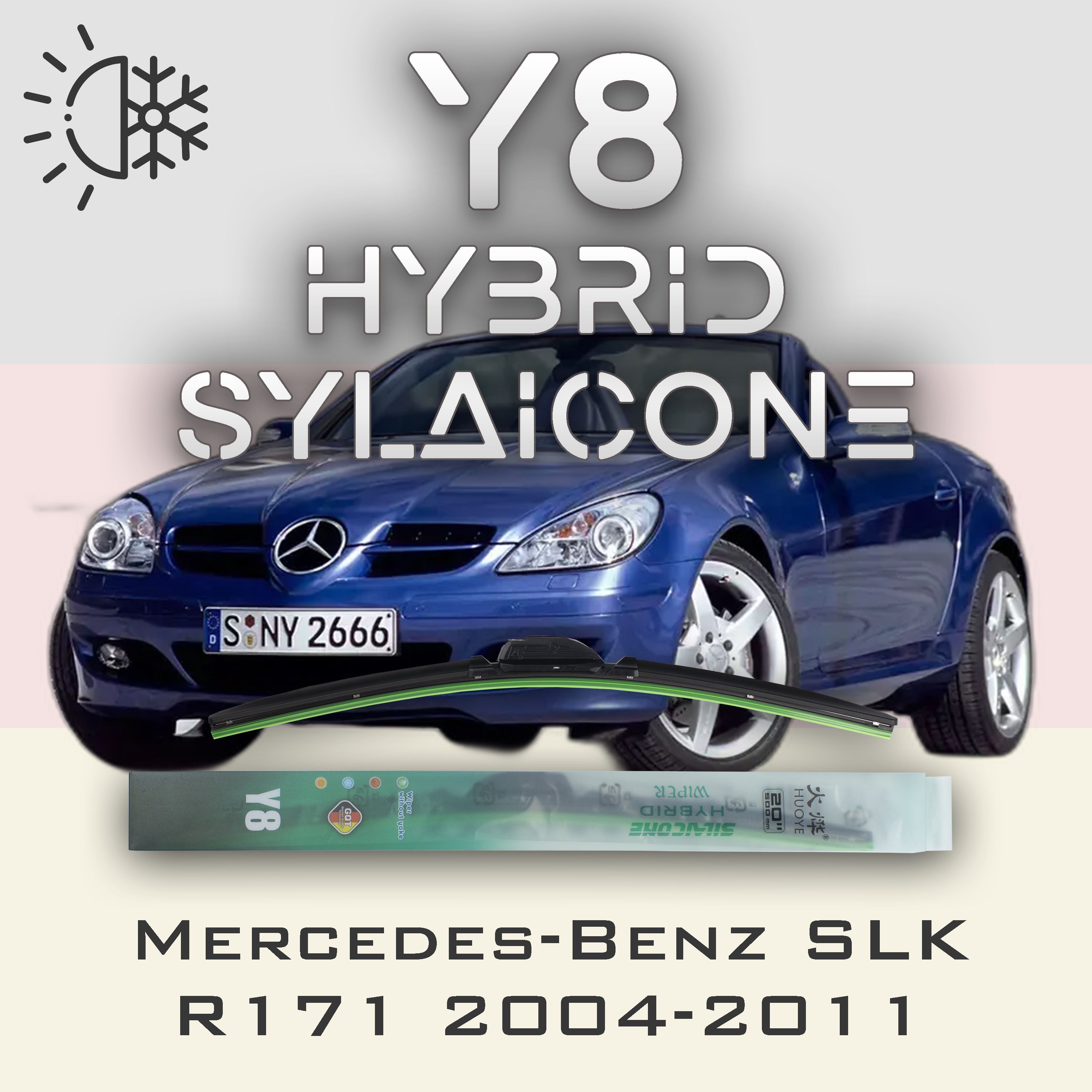 

Комплект щеток стеклоочистителя HUOYE Y8-Mercedes-Benz SLK-Class R171 2004-2011, Y8
