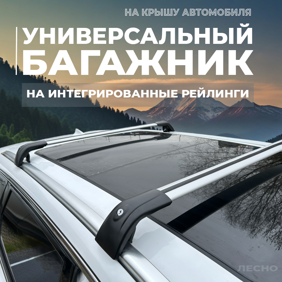 

Багажник на крышу автомобиля универсальный на интегрированные рейлинги серебристый