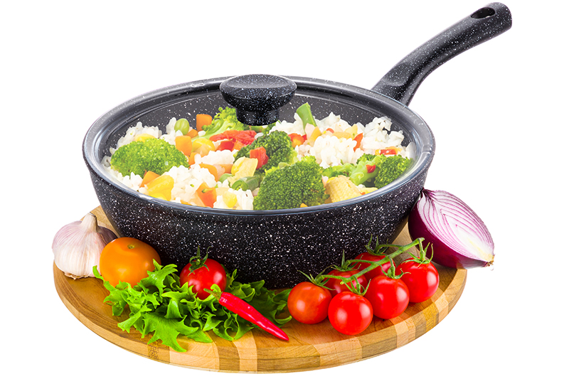 

Сковорода универсальная Elan Gallery 24 см черный 120921, Черный;прозрачный;серебристый