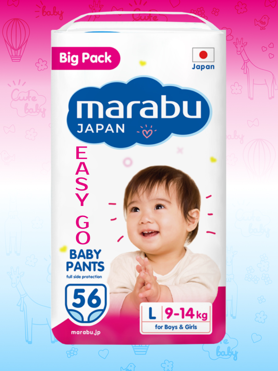 

Подзгузники-трусики MARABU BIG PACK L 9-14 кг 56 шт, Pants