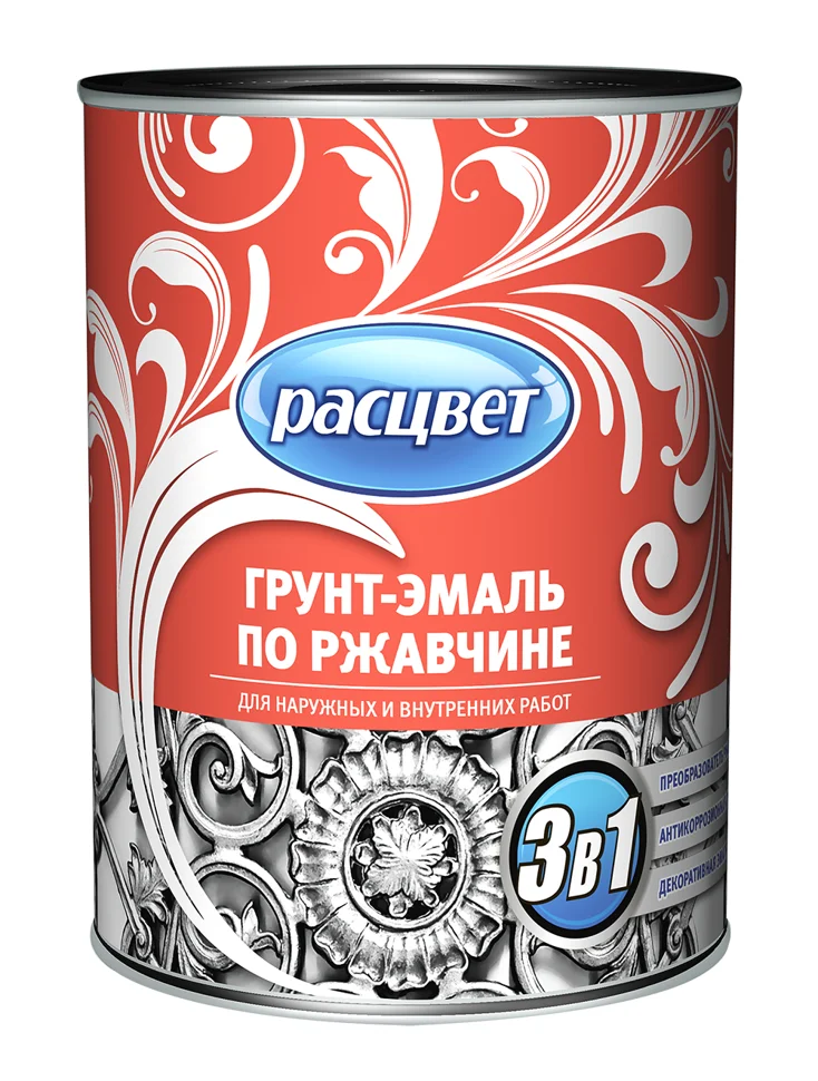 

Грунт-эмаль по ржавчине 3 в 1 серая17 кг РАСЦВЕТ