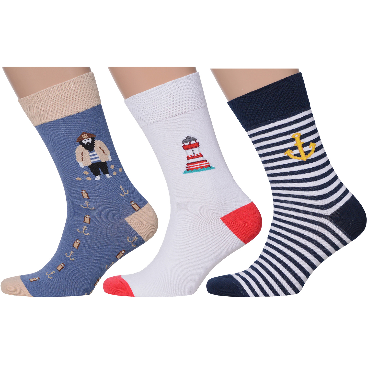 фото Комплект носков мужских moscowsocksclub msk3-м28 бежевых; белых; синих; желтых; красных 25