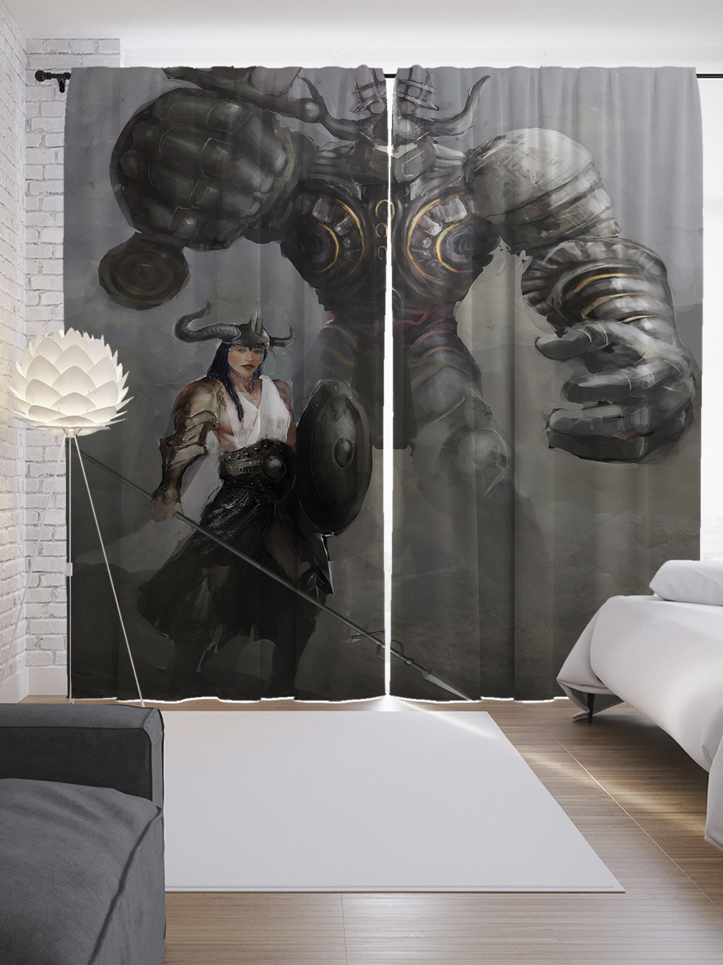 

Шторы JoyArty с фотопечатью "Бог войны" из сатена, 290х265 см, Бог войны