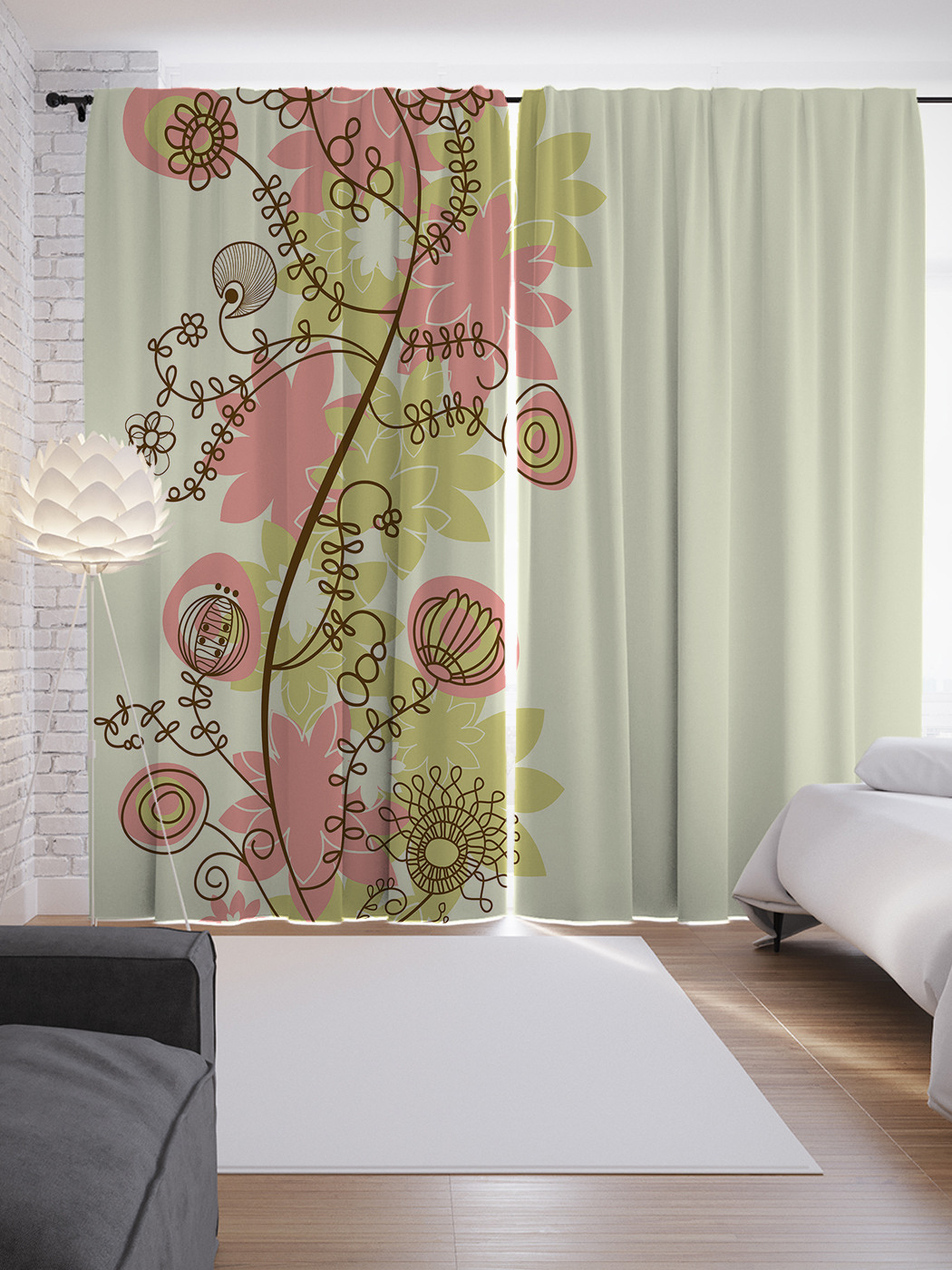 

Шторы JoyArty с фотопечатью "Простые линии цветов" из сатена, 290х265 см, Простые линии цветов