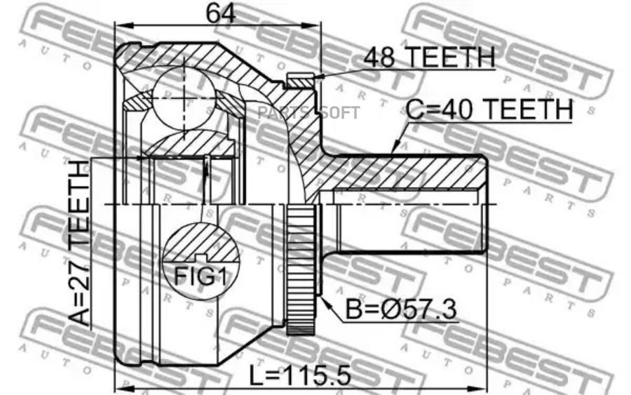 

FEBEST Шрус FEBEST 2710XC90WDA48