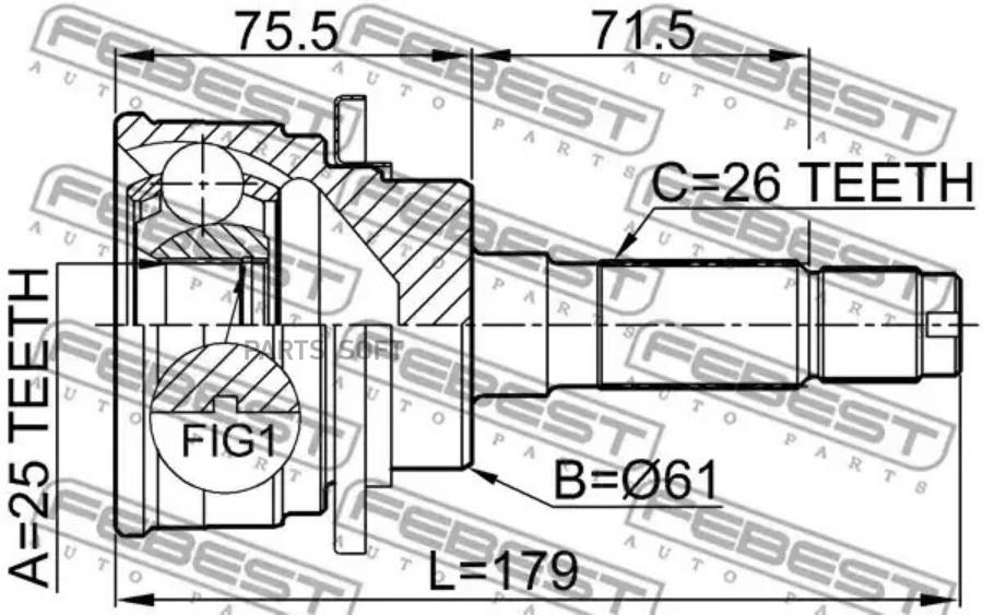 

FEBEST ШРУС внешний FEBEST 0510B25