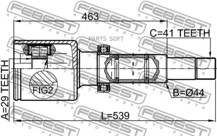 

FEBEST ШРУС внутр.прав.29x44x41 FORD TRANSIT TT9 2006-2013 [EU] FEBEST 2111-TT9DRH