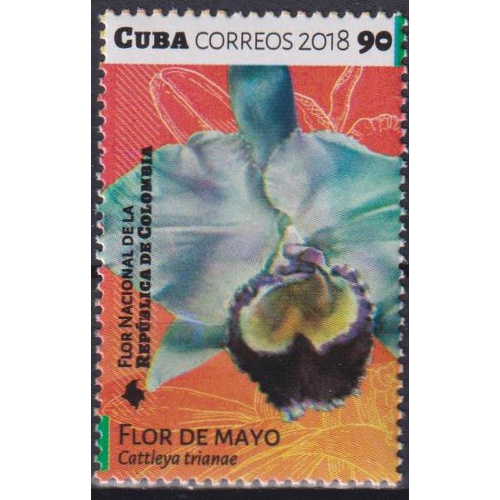 

Почтовые марки Куба Орхидея Cattleya trianae - национальный цветок Колумбии Цветы