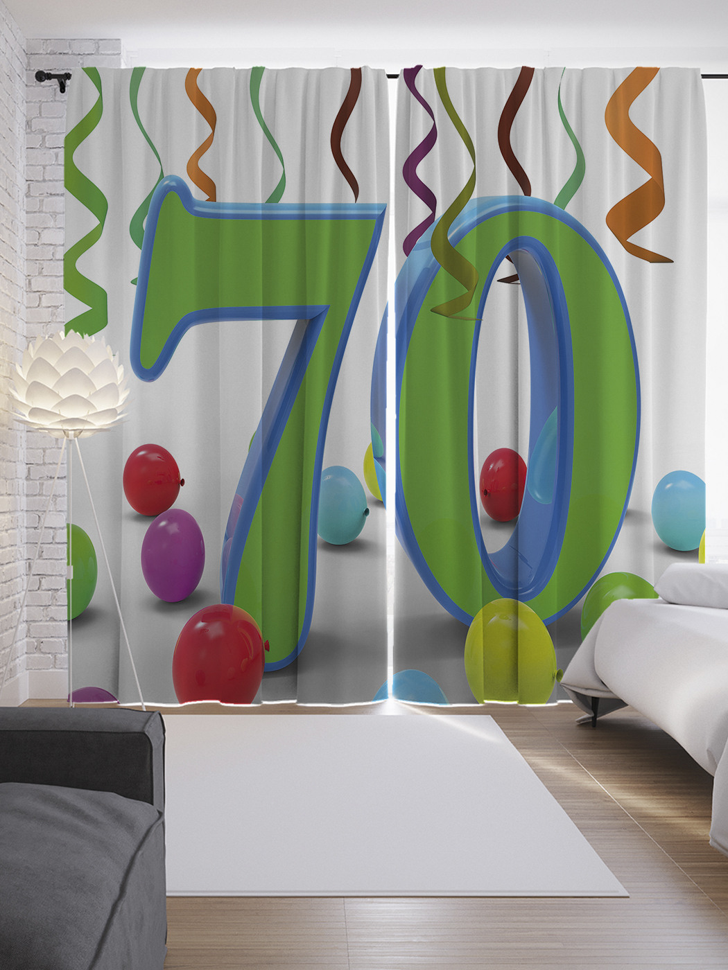 

Шторы JoyArty с фотопечатью "Цифры с леточками" из сатена, 290х265 см, Цифры с леточками
