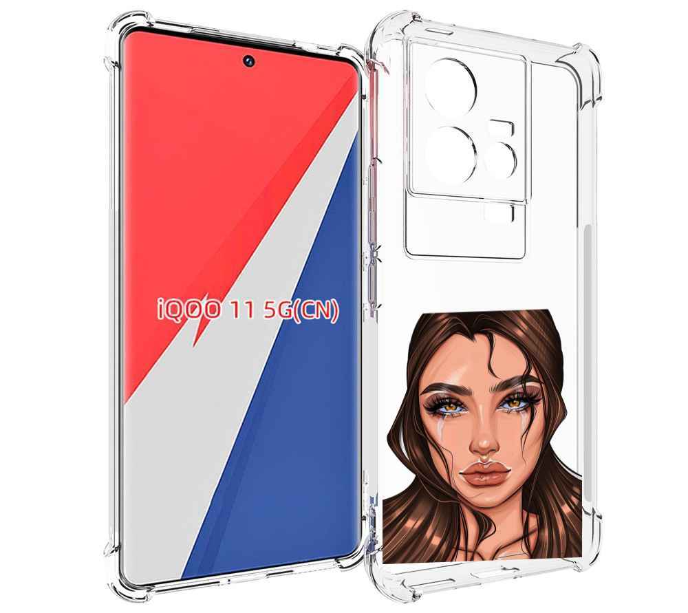 

Чехол MyPads плачущая-девушка женский для Vivo iQOO 11, Прозрачный, Tocco