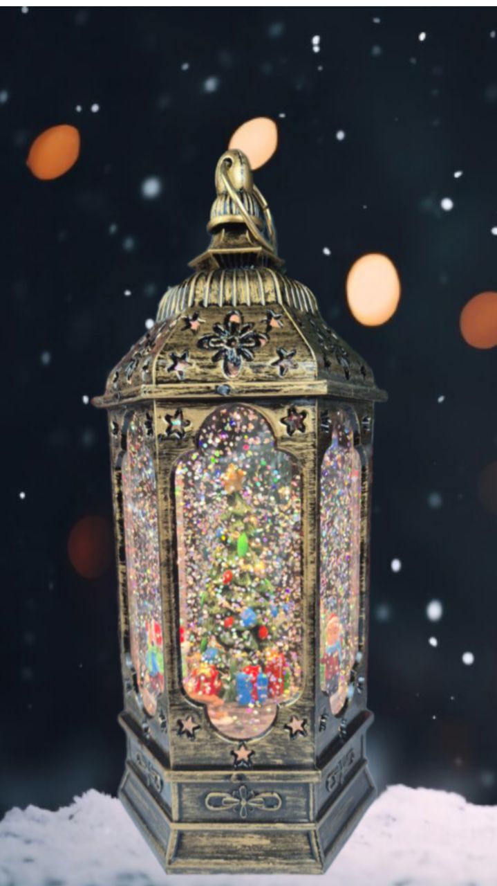 

Новогодний фонарь LED Хоровод вокруг елки вращается музыкальный 10.5х10.5х23.5см