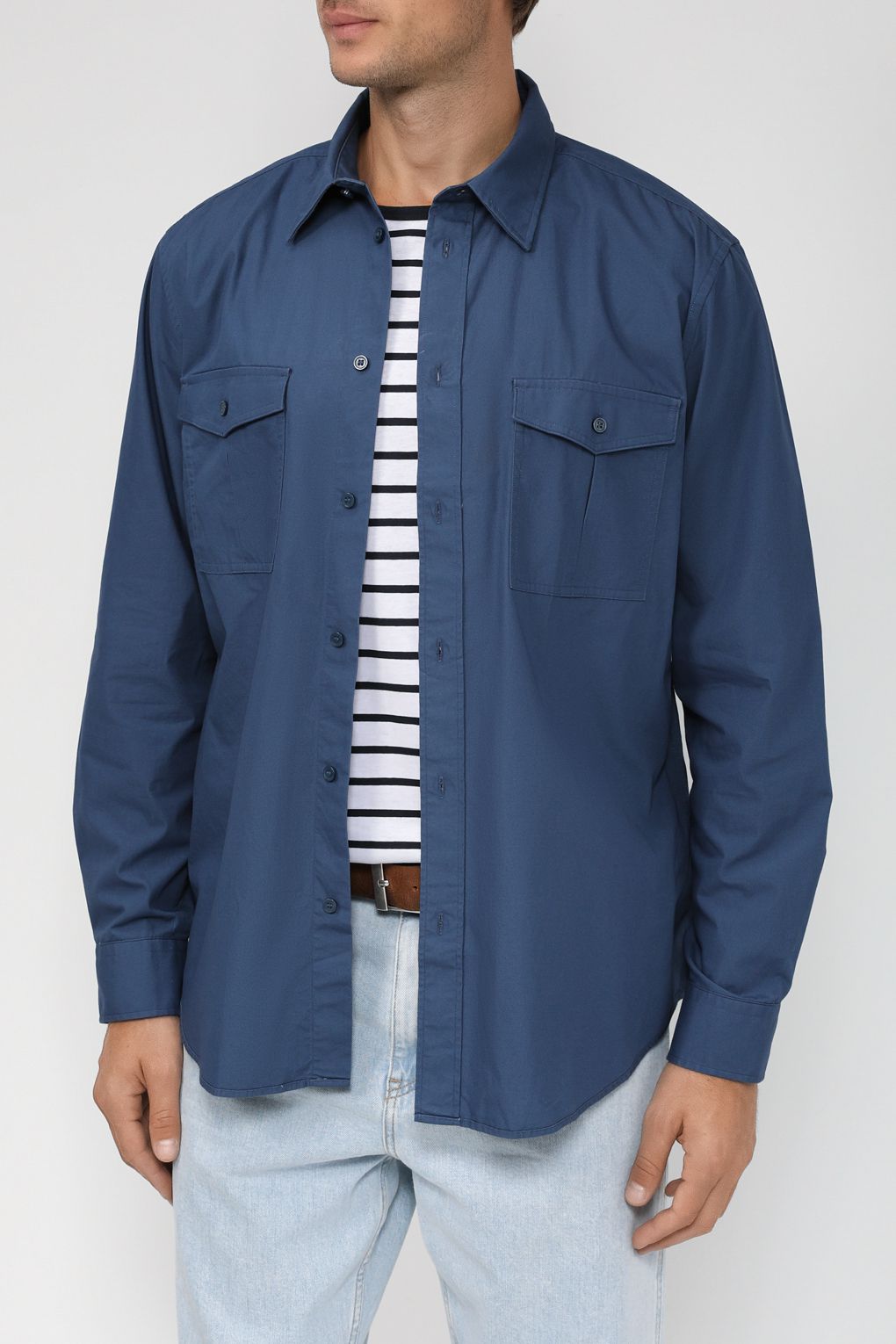 

Рубашка мужская Esprit Casual 073EE2F303 синяя M, Синий, 073EE2F303