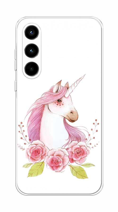 

Чехол на Samsung Galaxy A35 5G "Единорог цветы", Белый;розовый;серый, 2109350-1