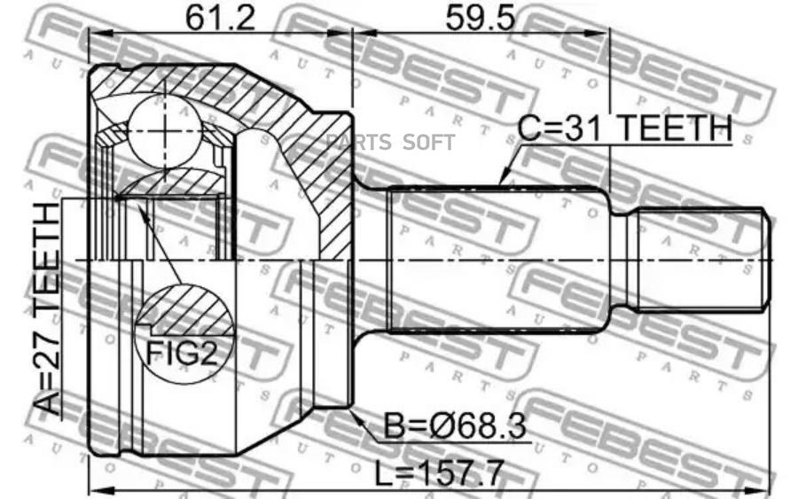 

FEBEST ШРУС наруж.LAND ROVER RANGE ROVER EVOQUE 12=> 27X68.3X31 FEBEST 2910-EVOQ