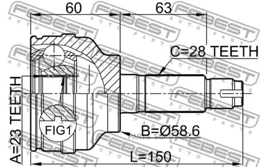 

FEBEST ШРУС наружн.MAZDA 3 BK 2003-2008 FEBEST 0510-049