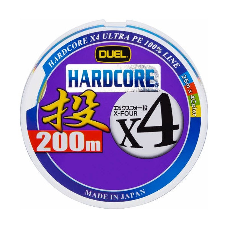 Плетеный Шнур Duel PE Hardcore X4 Cast 200m 4Color #1.0 (0.171mm) 8.0kg