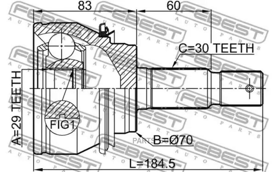 

FEBEST Шрус наружный 29x70x30 TOYOTA TACOMA 2004.09- FEBEST 0110-GRN245 FEBEST 0110-GRN245